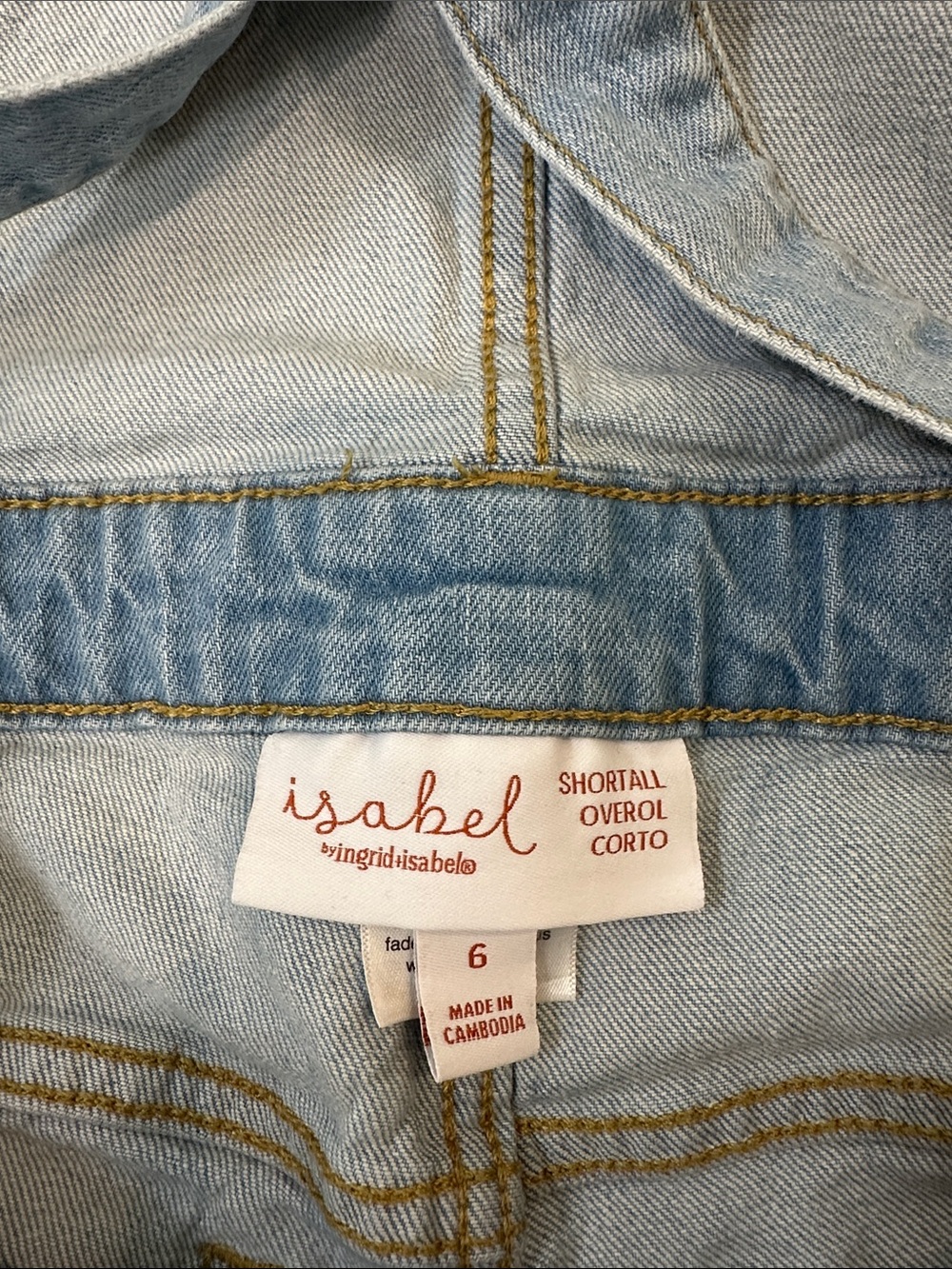 MATERNITY Light Wash Denim Short Overalls - Picture 2 of 2